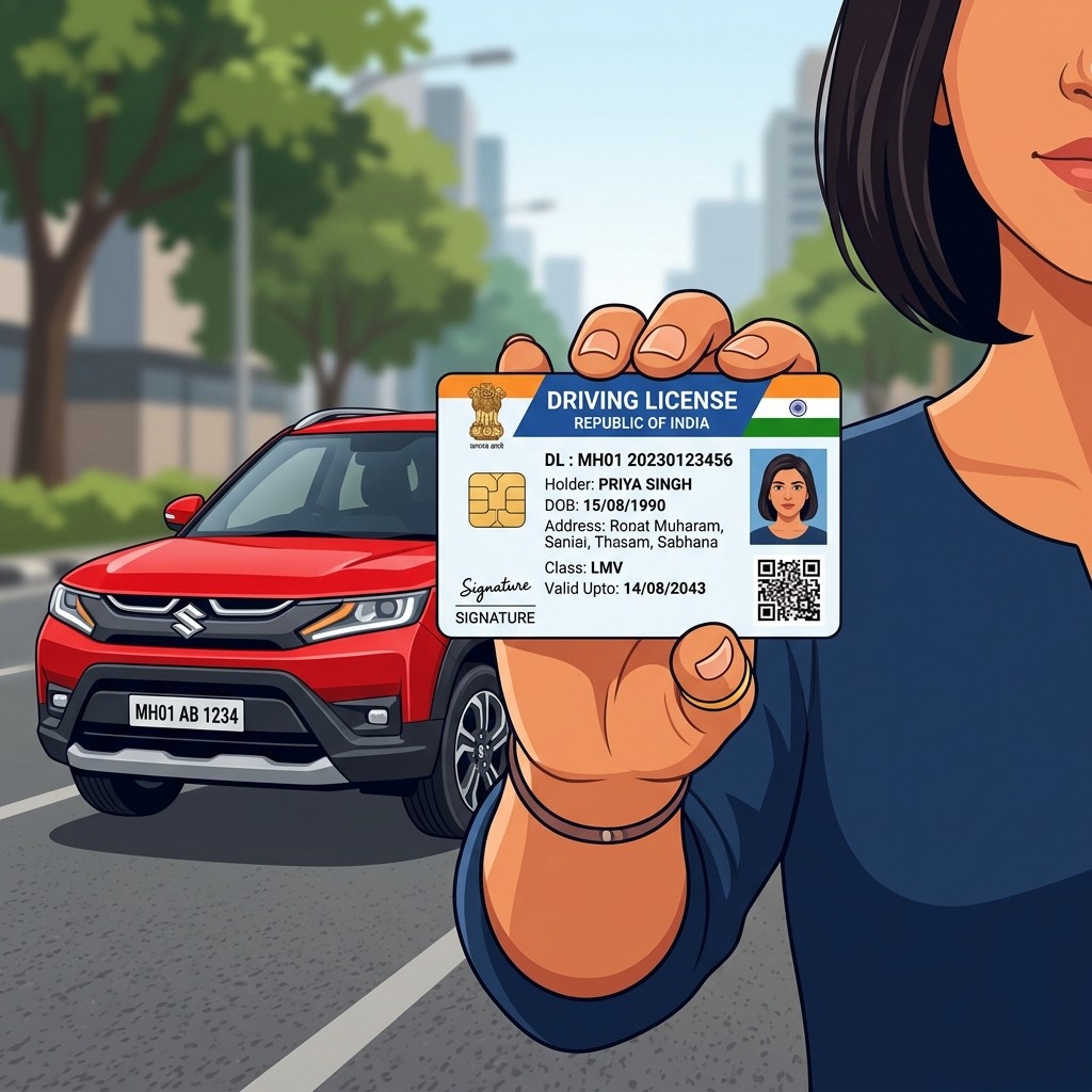 Indian driving license with Brezza